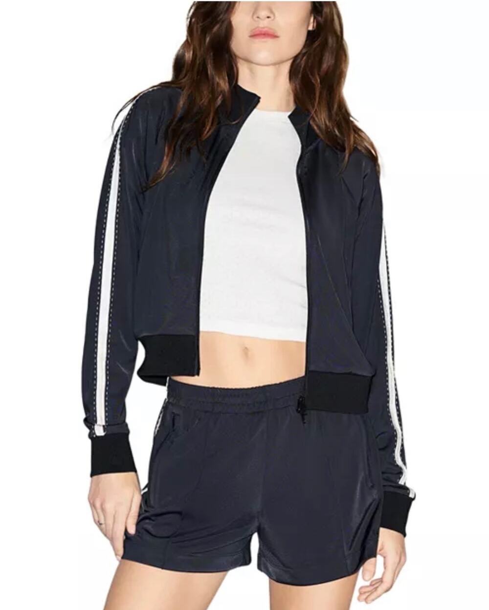 RE/DONE Chloe Track Jacket Womens Small Black White Stripe Full Zip Y2K Retro